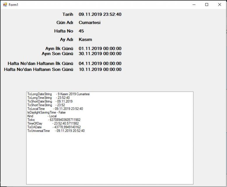 C# Tüm DateTime İşlemleri – Mustafa BÜKÜLMEZ