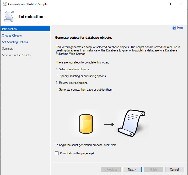 SQL Database Create Script Oluşturmak -Wizard-Intro – Mustafa BÜKÜLMEZ