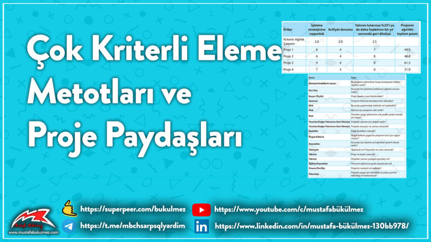 Çok Kriterli Eleme Metotları ve Proje Paydaşları